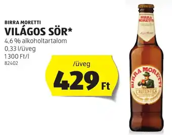 BIRRA MORETTI VILÁGOS SÖR