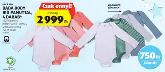 ALDI LILY & DAN BABA BODY BIO PAMUTTAL, 4 DARAB ajánlat