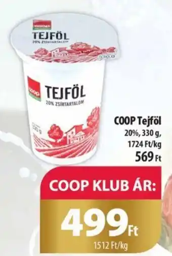 Coop COOP Tejföl 330g ajánlat