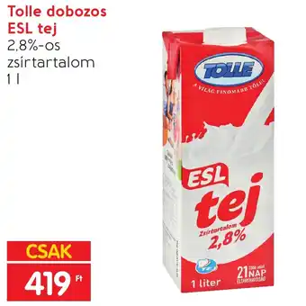 Spar Tolle dobozos ESL tej 1l ajánlat