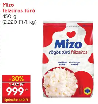 Spar Mizo félzsíros túró 450g ajánlat