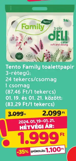 Spar Tento Family toalettpapír 3-rétegű; ajánlat