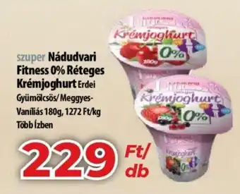 szuper Nádudvari Fitness 0% Réteges Krémjoghurt 180g