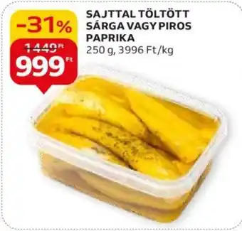 Auchan SAJTTAL TÖLTÖTT SÁRGA VAGY PIROS PAPRIKA 250 g ajánlat