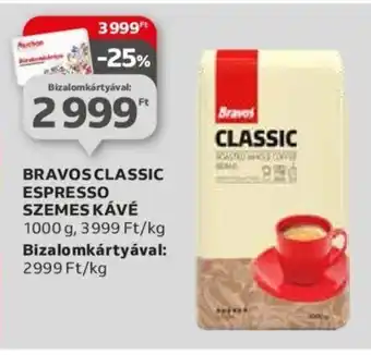 Auchan BRAVOS CLASSIC ESPRESSO SZEMES KÁVÉ 1000 g ajánlat