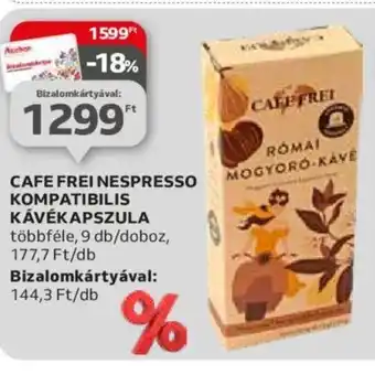 Auchan CAFE FREI NESPRESSO KOMPATIBILIS KÁVÉKAPSZULA 9 db ajánlat