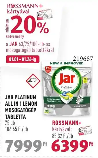 JAR PLATINUM ALL IN 1 LEMON MOSOGATÓGÉP TABLETTA 75 db