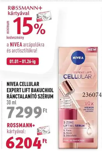 Rossmann NIVEA CELLULAR EXPERT LIFT BAKUCHIOL RÁNCTALANÍTÓ SZÉRUM 30 ml ajánlat