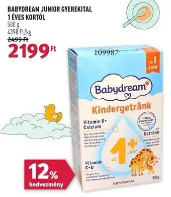 Rossmann BABYDREAM JUNIOR GYEREKITAL 1 ÉVES KORTÓL 500g ajánlat