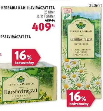 Rossmann HERBÁRIA HÁRSFAVIRÁGZAT TEA 25 filter ajánlat