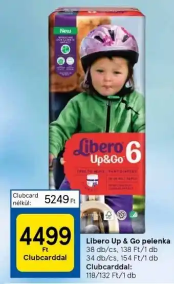 Tesco Libero Up & Go pelenka 38 db/cs ajánlat