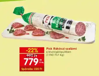 Spar Pick Rákóczi szalámi 10dkg ajánlat