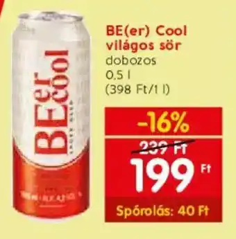 Spar BE(er) Cool világos sör 0,5l ajánlat