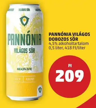 PENNY PANNÓNIA VILÁGOS DOBOZOS SÖR 0,5 l ajánlat