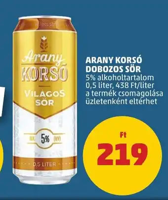 PENNY ARANY KORSÓ DOBOZOS SÖR 0,5 l ajánlat