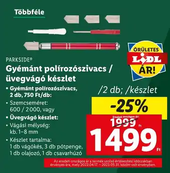 Lidl PARKSIDE Gyémánt polírozószivacs / üvegvágó készlet / 2 db ajánlat