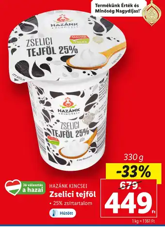 Lidl HAZÁNK KINCSEI Zselici tejföl 330 g ajánlat