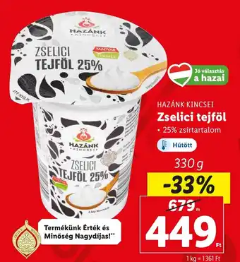 Lidl HAZÁNK KINCSEI Zselici tejföl 330 g ajánlat