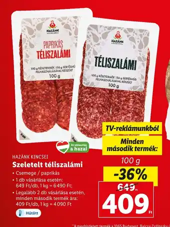Lidl HAZÁNK KINCSEI Szeletelt téliszalámi 100 g ajánlat