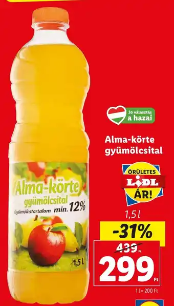 Lidl Alma-körte gyümölcsital 1,5l ajánlat