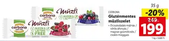 Lidl CERBONA Gluténmentes müzliszelet 35g ajánlat