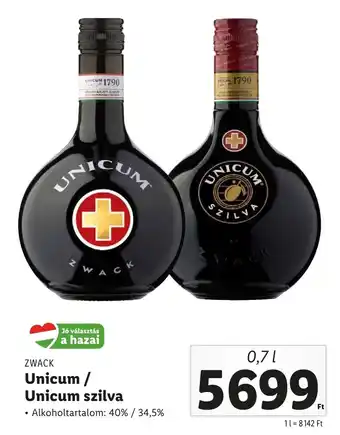 Lidl ZWACK Unicum / Unicum szilva 0.7l ajánlat