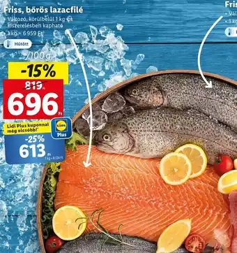 Lidl Friss, bőrös lazacfilé 100g ajánlat