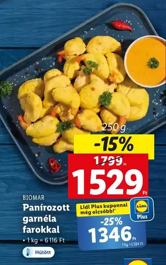 Lidl BIOMAR Panírozott garnéla farokkal 250g ajánlat