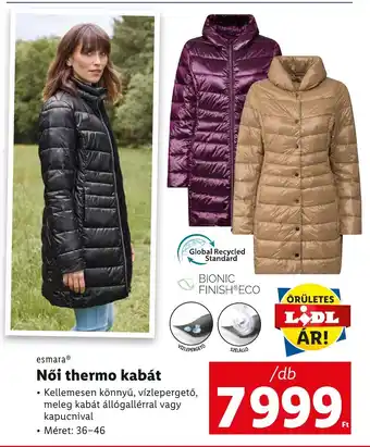 Lidl esmara Női thermo kabát Méret: 36-46 ajánlat