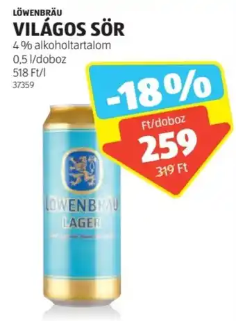 ALDI LÖWENBRÄU VILÁGOS SÖR 0,5 l ajánlat