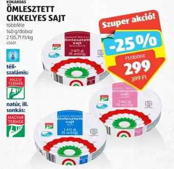 ALDI KOKARDAS ÖMLESZTETT CIKKELYES SAJT 140 g ajánlat