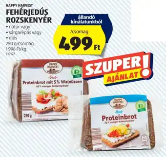ALDI HAPPY HARVEST FEHÉRJEDÚS ROZSKENYÉR 250 g ajánlat