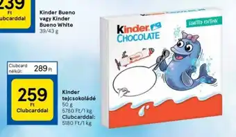 Tesco Kinder tejcsokoládé 50 g ajánlat