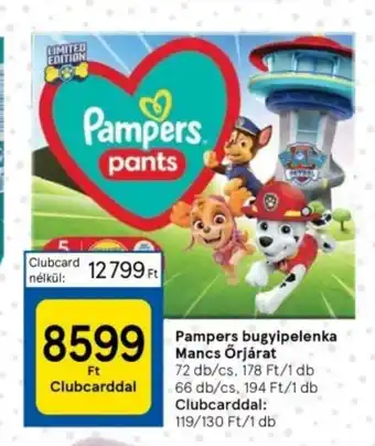 Tesco Pampers bugyipelenka Mancs Őrjárat 72 - 66 db ajánlat