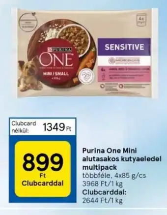 Tesco Purina One Mini alutasakos kutyaeledel multipack 4 x 85 g ajánlat