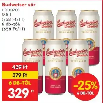 Spar Budweiser sör 0.5l ajánlat