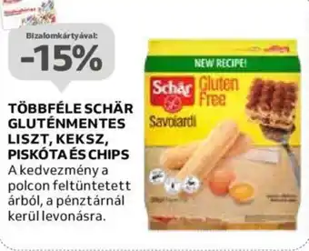 Auchan TÖBBFÉLE SCHÄR GLUTÉNMENTES LISZT, KEKSZ, PISKÓTA ÉS CHIPS ajánlat