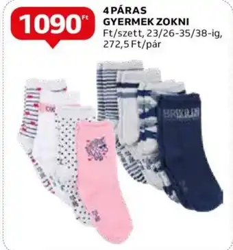 Auchan 4 PÁRAS GYERMEK ZOKNI 23/26-35/38-ig ajánlat
