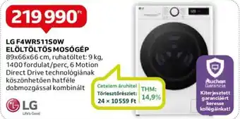 Auchan LG F4WR511S0W ELÖLTÖLTŐS MOSÓGÉP 89x66x66 cm ajánlat