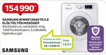 Auchan SAMSUNG WW90TA046TE/LE ELÖLTÖLTŐS MOSÓGÉP 85x55x60 cm ajánlat