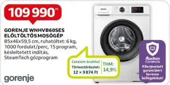 Auchan GORENJE WNHVB60SES ELÖLTÖLTŐS MOSÓGÉP 85x46x59,5 cm ajánlat