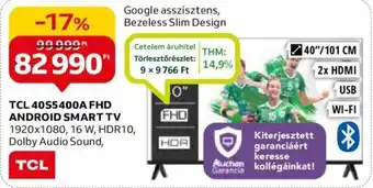 Auchan TCL 40S5400A FHD ANDROID SMART TV 1920x1080 ajánlat