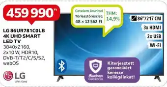 Auchan LG 86UR781COLB 4K UHD SMART LED TV ajánlat