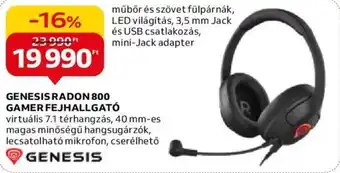 GENESIS RADON 800 GAMER FEJHALLGATÓ