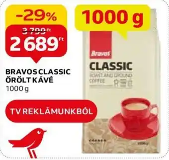 Auchan BRAVOS CLASSIC ŐRÖLT KÁVÉ 1000 g ajánlat