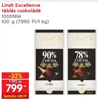 Interspar Lindt Excellence táblás csokoládé 100 g ajánlat