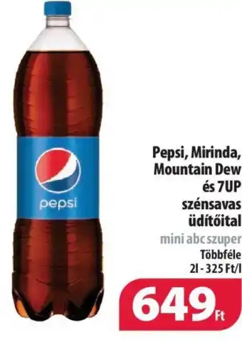 Coop Pepsi, Mirinda, Mountain Dew és 7UP szénsavas üdítőital 2l ajánlat