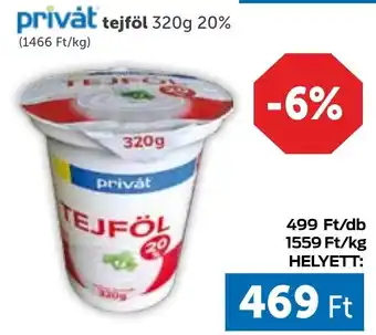 PRIVÁT privat tejföl 320g 20% ajánlat