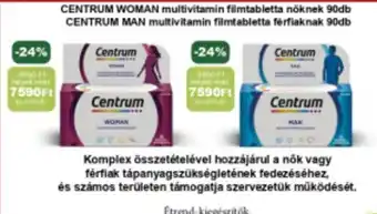 PatikaPlus CENTRUM WOMAN multivitamin filmtabletta nöknek 90db ajánlat