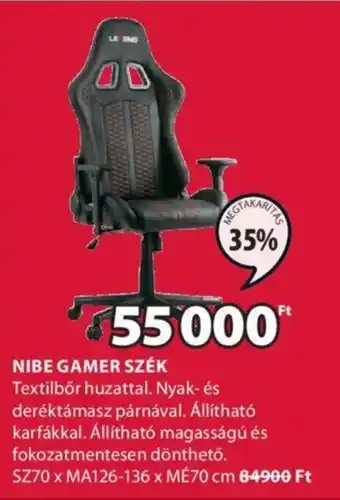JYSK NIBE GAMER SZÉK 1 db ajánlat